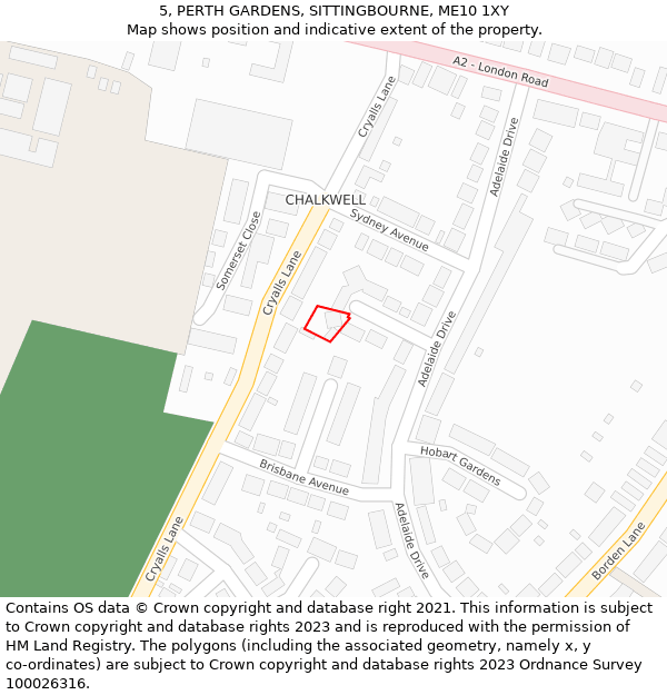 5, PERTH GARDENS, SITTINGBOURNE, ME10 1XY: Location map and indicative extent of plot