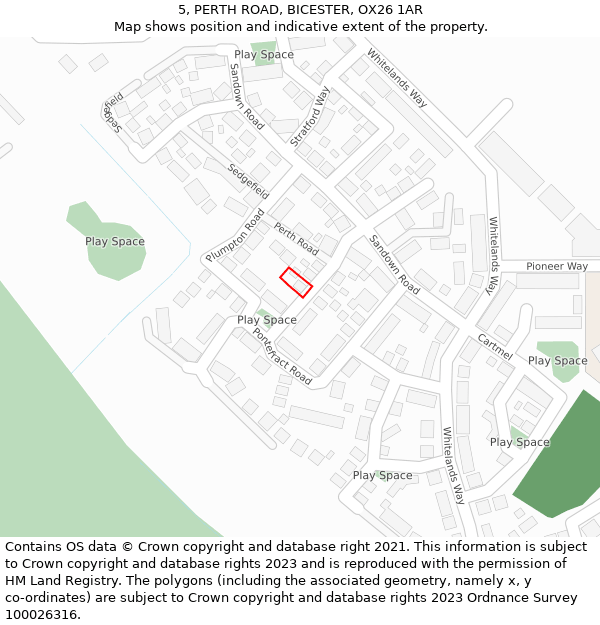 5, PERTH ROAD, BICESTER, OX26 1AR: Location map and indicative extent of plot