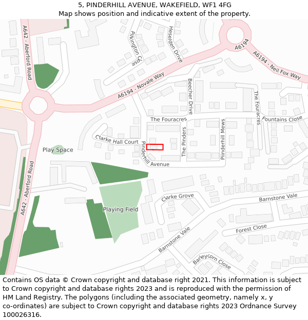 5, PINDERHILL AVENUE, WAKEFIELD, WF1 4FG: Location map and indicative extent of plot