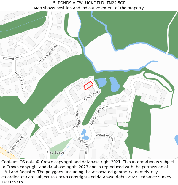 5, PONDS VIEW, UCKFIELD, TN22 5GF: Location map and indicative extent of plot