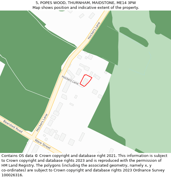 5, POPES WOOD, THURNHAM, MAIDSTONE, ME14 3PW: Location map and indicative extent of plot