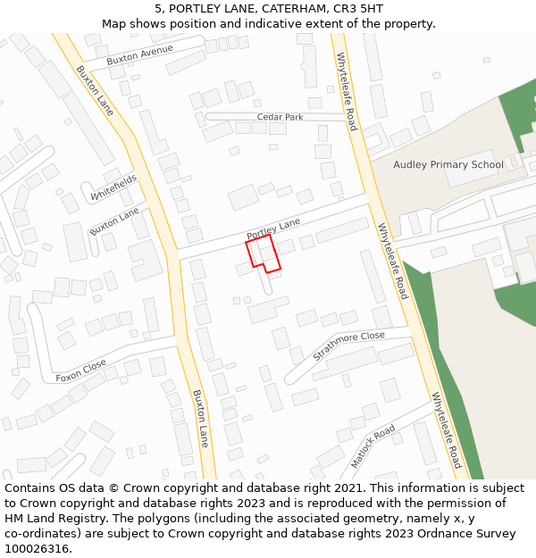 5, PORTLEY LANE, CATERHAM, CR3 5HT: Location map and indicative extent of plot