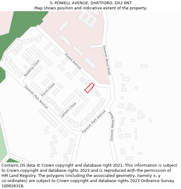 5, POWELL AVENUE, DARTFORD, DA2 6NT: Location map and indicative extent of plot