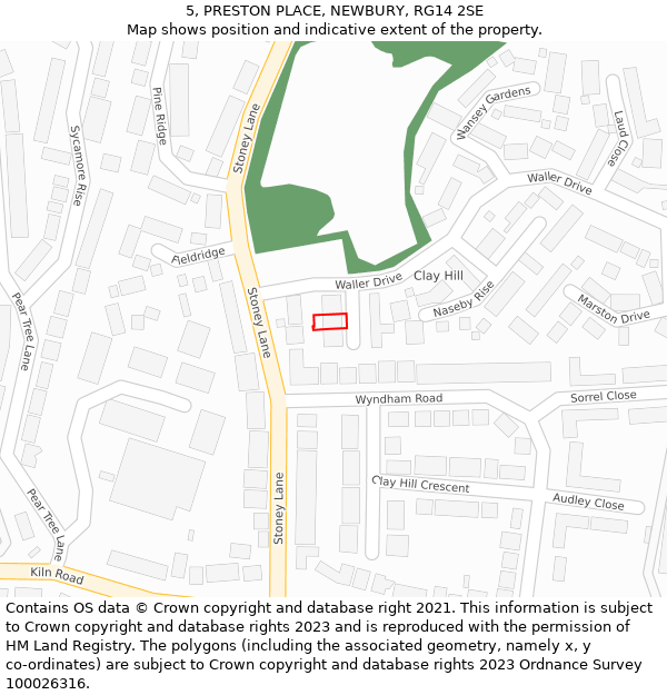 5, PRESTON PLACE, NEWBURY, RG14 2SE: Location map and indicative extent of plot