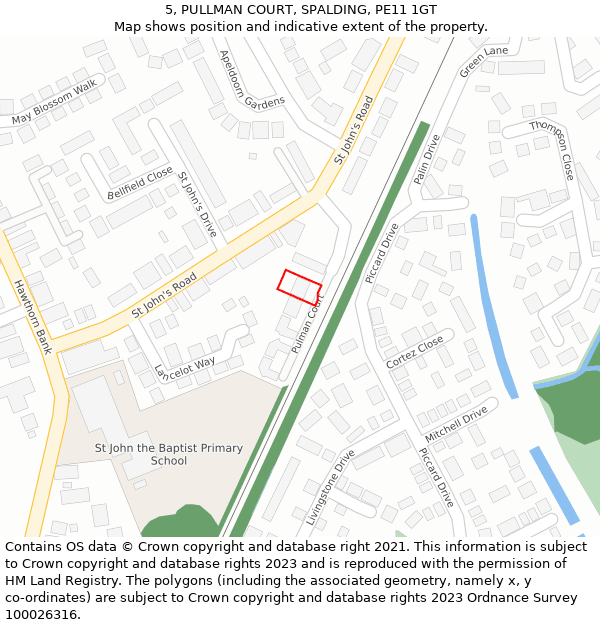 5, PULLMAN COURT, SPALDING, PE11 1GT: Location map and indicative extent of plot