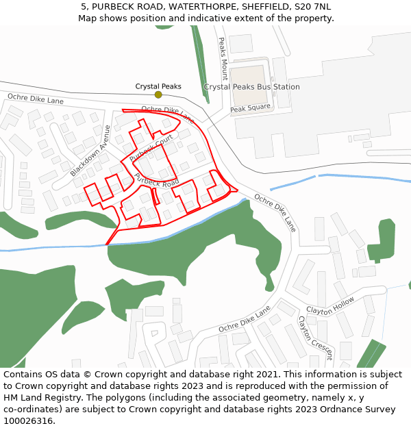 5, PURBECK ROAD, WATERTHORPE, SHEFFIELD, S20 7NL: Location map and indicative extent of plot