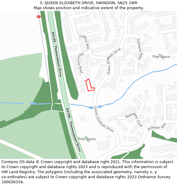 5, QUEEN ELIZABETH DRIVE, SWINDON, SN25 1WR: Location map and indicative extent of plot