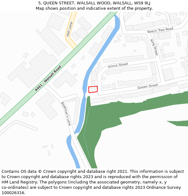 5, QUEEN STREET, WALSALL WOOD, WALSALL, WS9 9LJ: Location map and indicative extent of plot