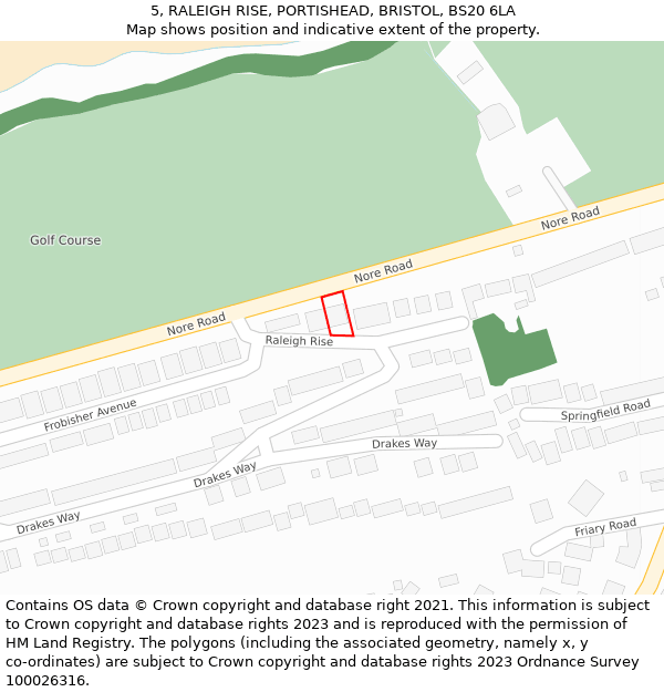 5, RALEIGH RISE, PORTISHEAD, BRISTOL, BS20 6LA: Location map and indicative extent of plot