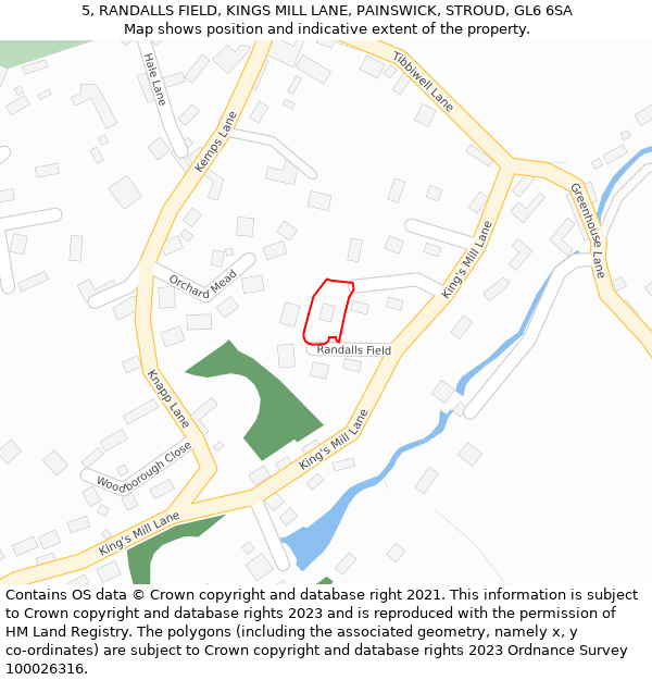 5, RANDALLS FIELD, KINGS MILL LANE, PAINSWICK, STROUD, GL6 6SA: Location map and indicative extent of plot