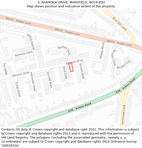 5, RANNOCH DRIVE, MANSFIELD, NG19 6QU: Location map and indicative extent of plot