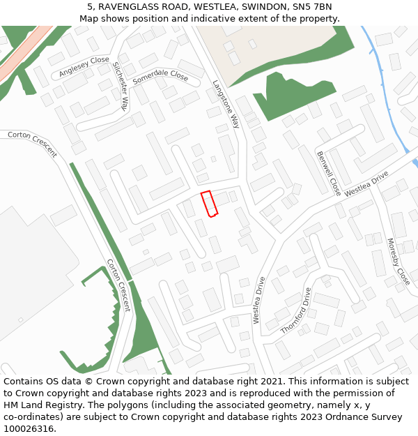 5, RAVENGLASS ROAD, WESTLEA, SWINDON, SN5 7BN: Location map and indicative extent of plot