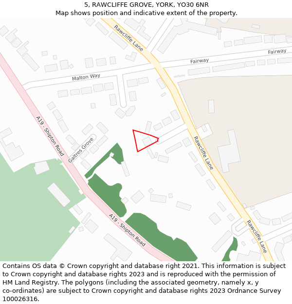 5, RAWCLIFFE GROVE, YORK, YO30 6NR: Location map and indicative extent of plot