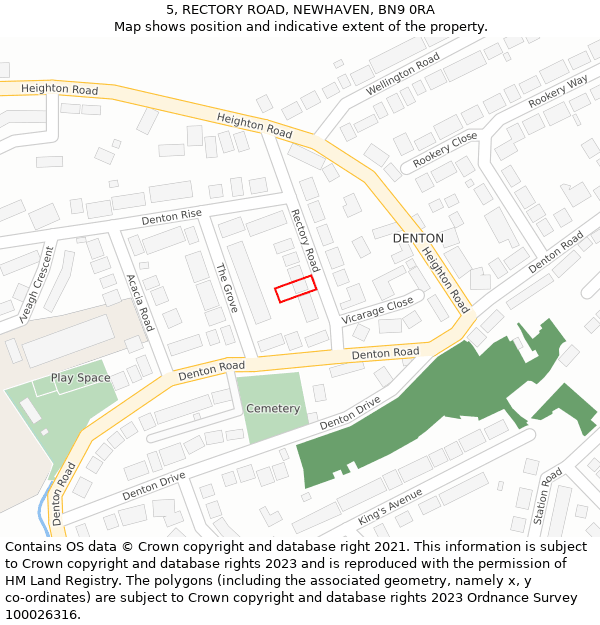 5, RECTORY ROAD, NEWHAVEN, BN9 0RA: Location map and indicative extent of plot