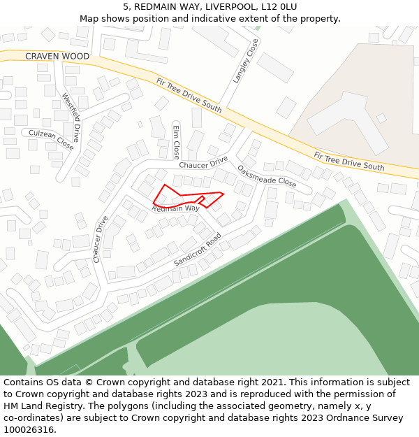 5, REDMAIN WAY, LIVERPOOL, L12 0LU: Location map and indicative extent of plot
