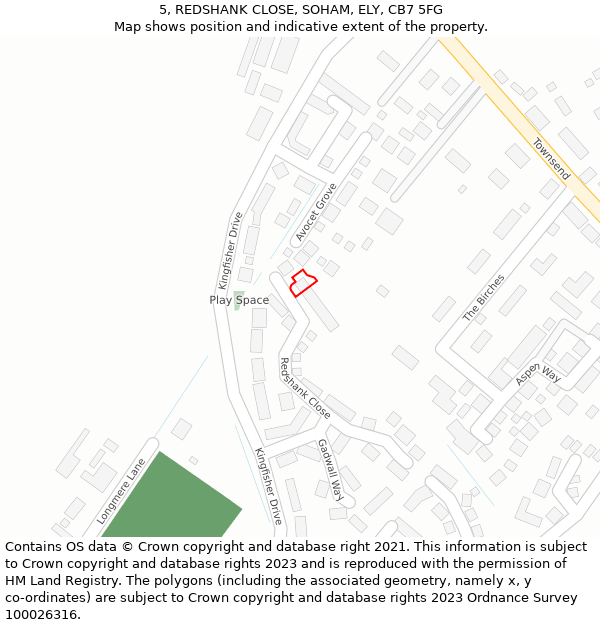 5, REDSHANK CLOSE, SOHAM, ELY, CB7 5FG: Location map and indicative extent of plot