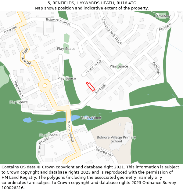 5, RENFIELDS, HAYWARDS HEATH, RH16 4TG: Location map and indicative extent of plot