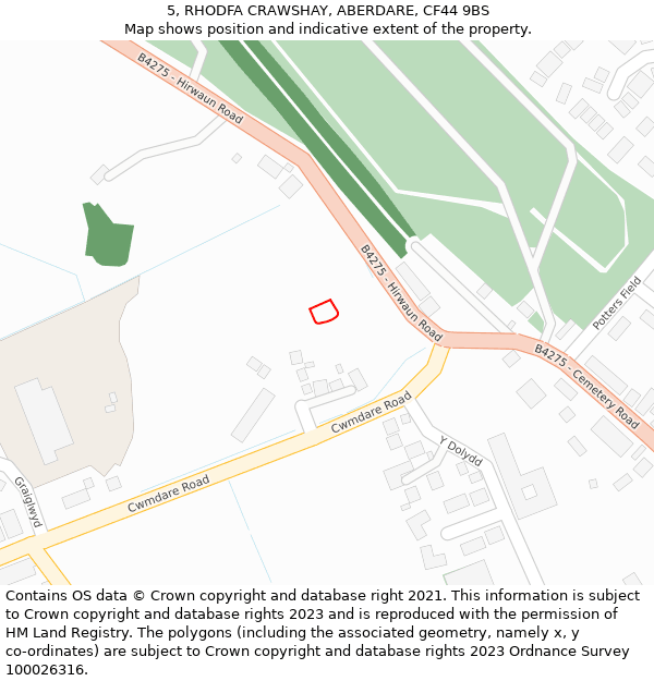 5, RHODFA CRAWSHAY, ABERDARE, CF44 9BS: Location map and indicative extent of plot