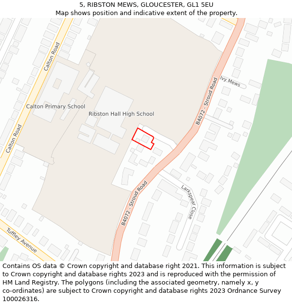 5, RIBSTON MEWS, GLOUCESTER, GL1 5EU: Location map and indicative extent of plot