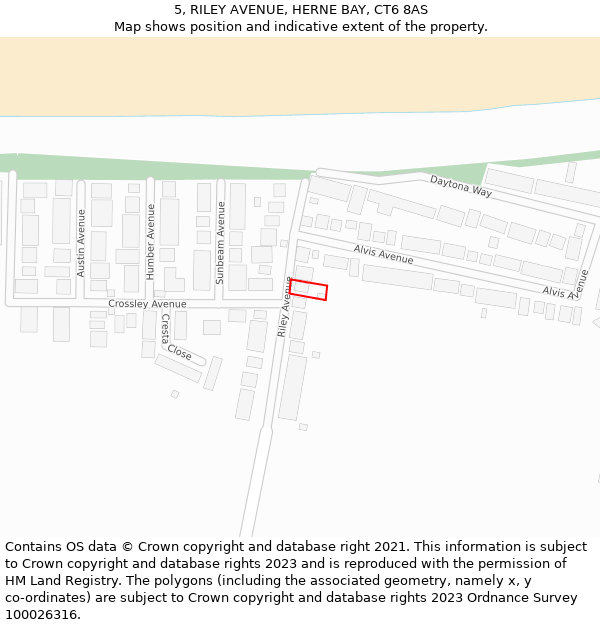 5, RILEY AVENUE, HERNE BAY, CT6 8AS: Location map and indicative extent of plot