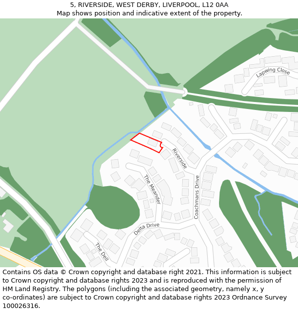 5, RIVERSIDE, WEST DERBY, LIVERPOOL, L12 0AA: Location map and indicative extent of plot