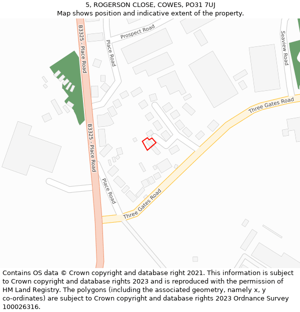 5, ROGERSON CLOSE, COWES, PO31 7UJ: Location map and indicative extent of plot