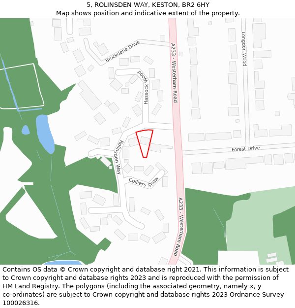 5, ROLINSDEN WAY, KESTON, BR2 6HY: Location map and indicative extent of plot