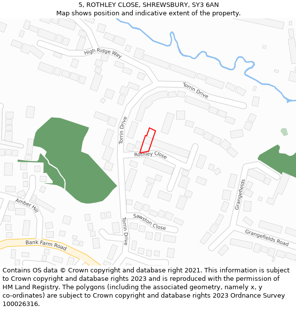 5, ROTHLEY CLOSE, SHREWSBURY, SY3 6AN: Location map and indicative extent of plot