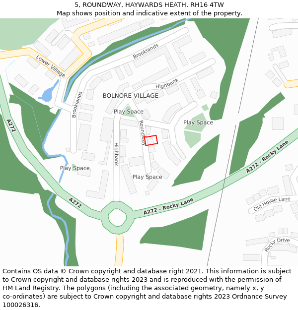 5, ROUNDWAY, HAYWARDS HEATH, RH16 4TW: Location map and indicative extent of plot