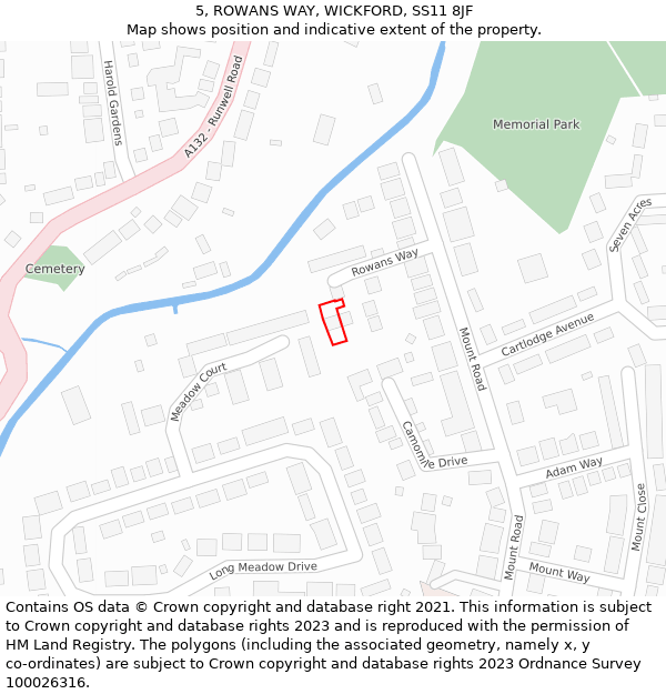 5, ROWANS WAY, WICKFORD, SS11 8JF: Location map and indicative extent of plot