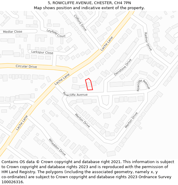 5, ROWCLIFFE AVENUE, CHESTER, CH4 7PN: Location map and indicative extent of plot