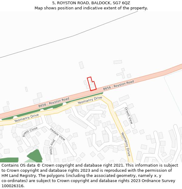5, ROYSTON ROAD, BALDOCK, SG7 6QZ: Location map and indicative extent of plot