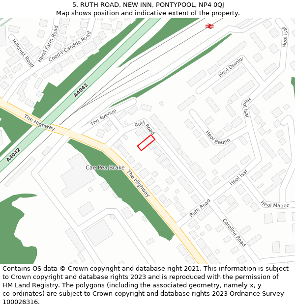 5, RUTH ROAD, NEW INN, PONTYPOOL, NP4 0QJ: Location map and indicative extent of plot