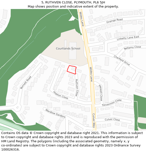 5, RUTHVEN CLOSE, PLYMOUTH, PL6 5JH: Location map and indicative extent of plot