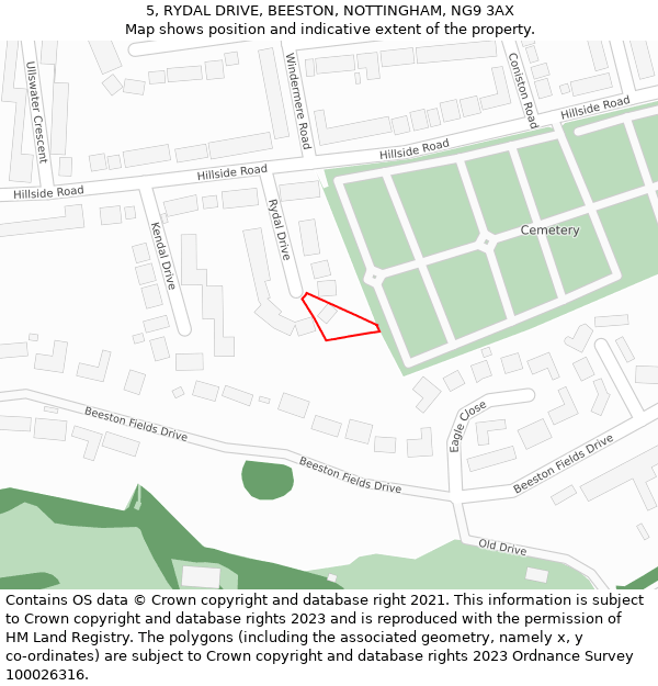 5, RYDAL DRIVE, BEESTON, NOTTINGHAM, NG9 3AX: Location map and indicative extent of plot