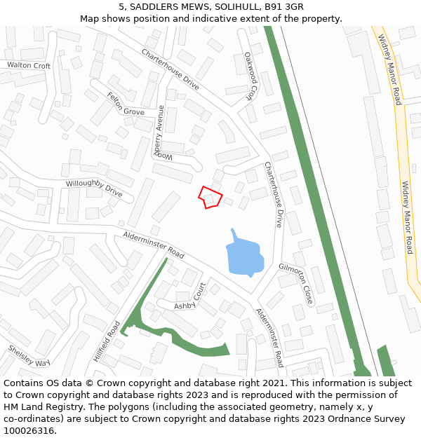 5, SADDLERS MEWS, SOLIHULL, B91 3GR: Location map and indicative extent of plot