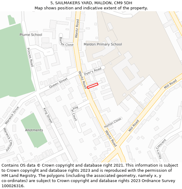 5, SAILMAKERS YARD, MALDON, CM9 5DH: Location map and indicative extent of plot