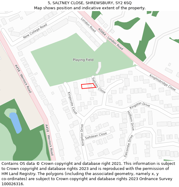 5, SALTNEY CLOSE, SHREWSBURY, SY2 6SQ: Location map and indicative extent of plot