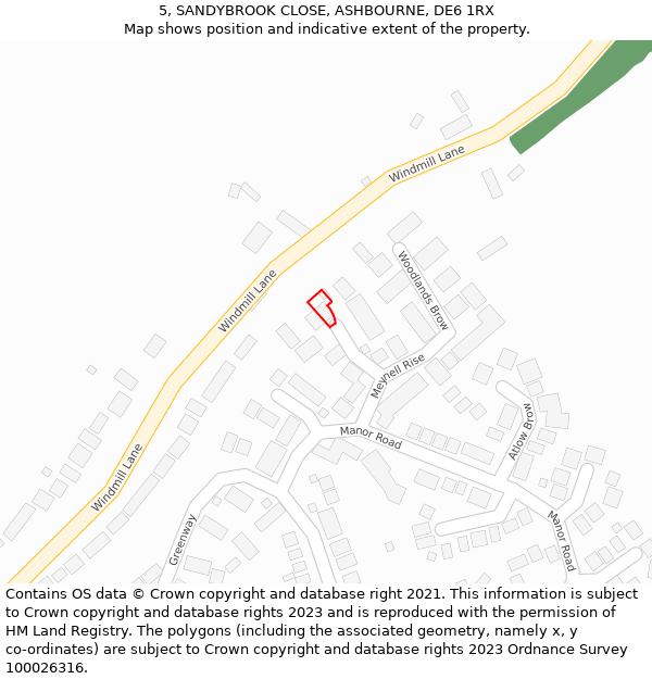 5, SANDYBROOK CLOSE, ASHBOURNE, DE6 1RX: Location map and indicative extent of plot