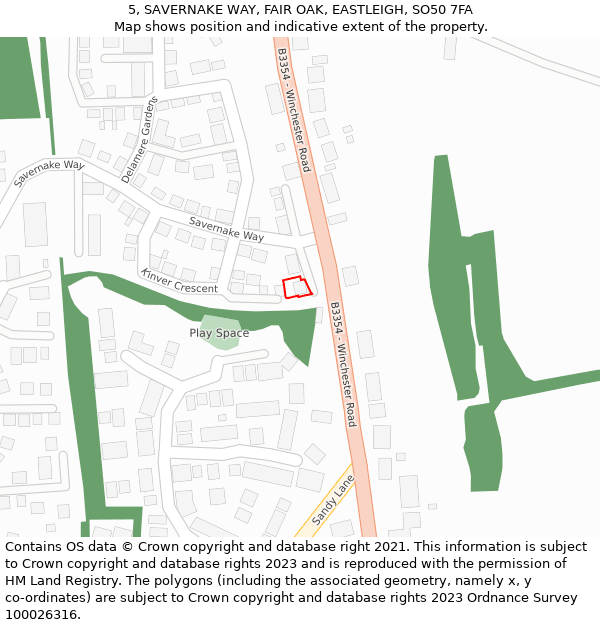 5, SAVERNAKE WAY, FAIR OAK, EASTLEIGH, SO50 7FA: Location map and indicative extent of plot