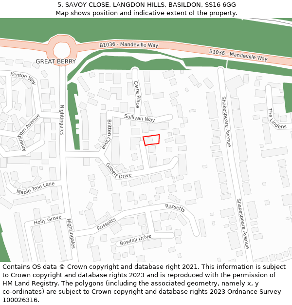 5, SAVOY CLOSE, LANGDON HILLS, BASILDON, SS16 6GG: Location map and indicative extent of plot