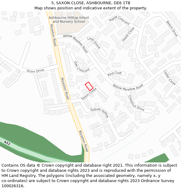 5, SAXON CLOSE, ASHBOURNE, DE6 1TB: Location map and indicative extent of plot