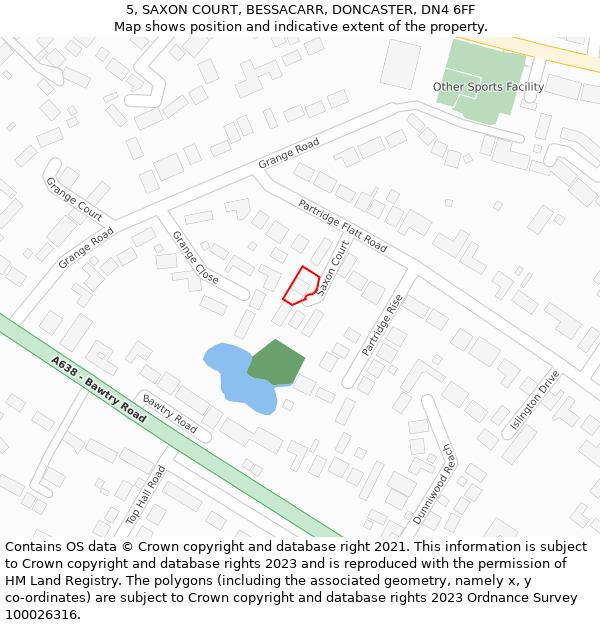 5, SAXON COURT, BESSACARR, DONCASTER, DN4 6FF: Location map and indicative extent of plot