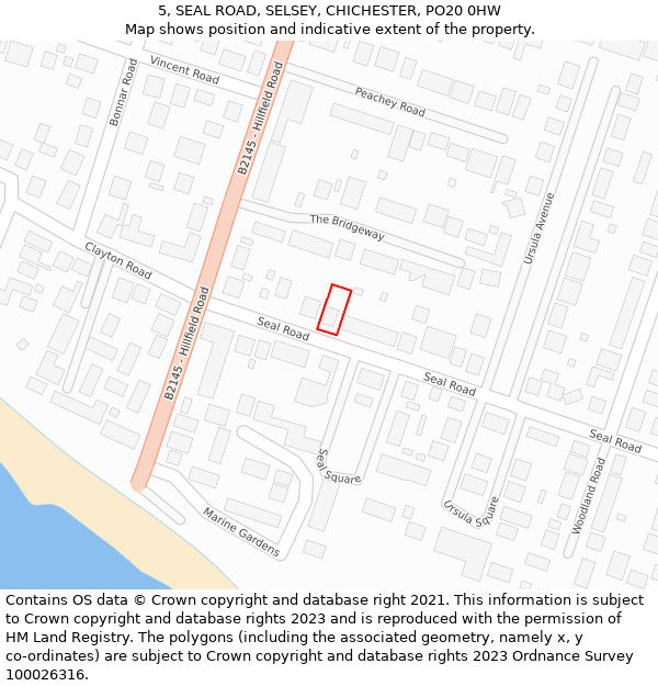 5, SEAL ROAD, SELSEY, CHICHESTER, PO20 0HW: Location map and indicative extent of plot