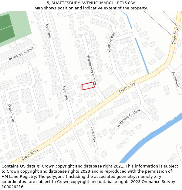 5, SHAFTESBURY AVENUE, MARCH, PE15 8SA: Location map and indicative extent of plot