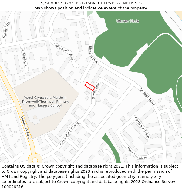 5, SHARPES WAY, BULWARK, CHEPSTOW, NP16 5TG: Location map and indicative extent of plot