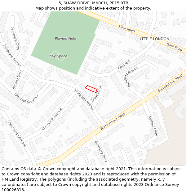 5, SHAW DRIVE, MARCH, PE15 9TB: Location map and indicative extent of plot