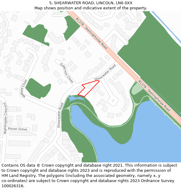 5, SHEARWATER ROAD, LINCOLN, LN6 0XX: Location map and indicative extent of plot