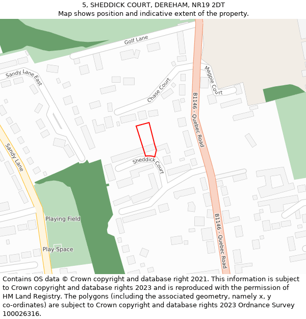 5, SHEDDICK COURT, DEREHAM, NR19 2DT: Location map and indicative extent of plot