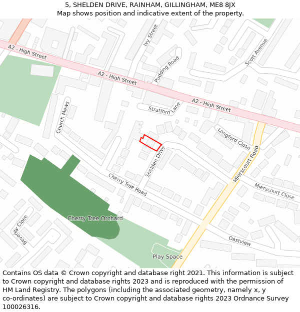 5, SHELDEN DRIVE, RAINHAM, GILLINGHAM, ME8 8JX: Location map and indicative extent of plot